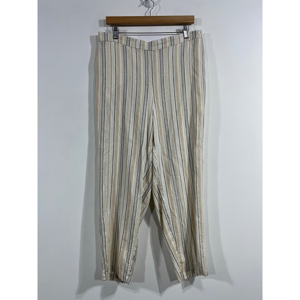 WomanWithin Granola 90s Resort Striped Linen Blend Pants 16W Petite